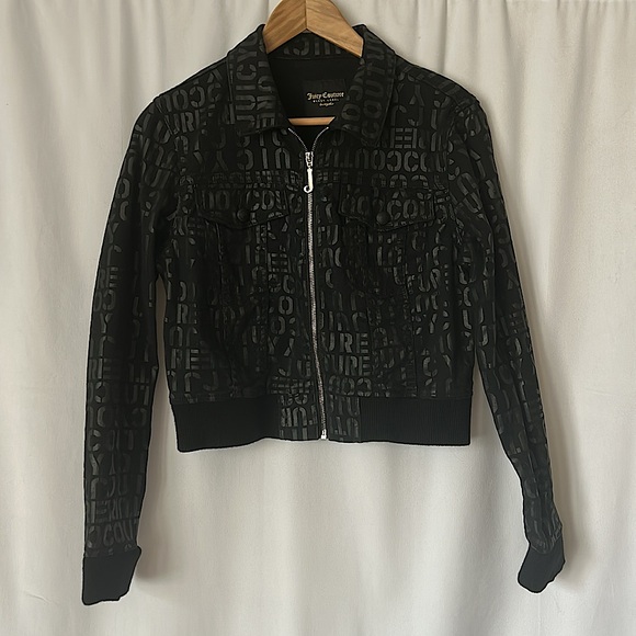 Juicy Couture Black Label Long Sleeve Black Denim Jean Jacket Coat **Size M**🍒🍒 - Picture 1 of 4
